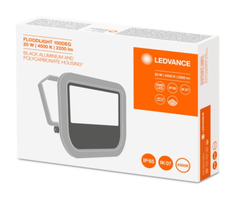 Прожектор светодиодный ДО-20Вт 4000К 2200Лм IP65 чёрный LEDVANCE | 4058075097483 | LEDVANCE