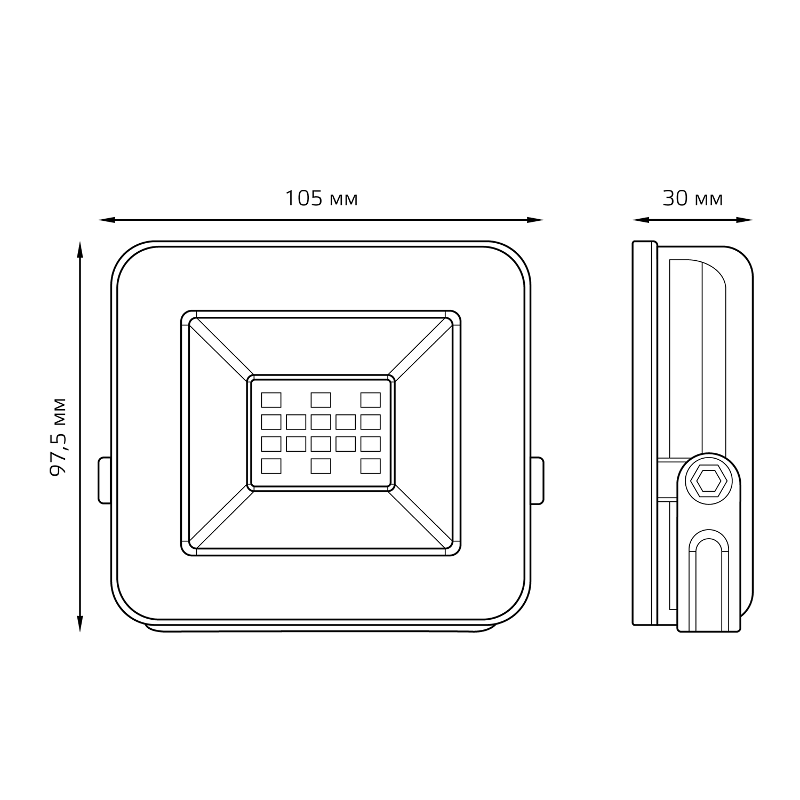 Прожектор светодиодный Elementary 10W 780lm IP65 6500К черный ПРОМО 1/20 | 613100310P | Gauss