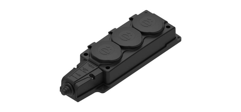 Колодка 3 гнезда 2К+З каучуковая 16А/250В IP44 Чёрная MultiSet | MST4103BK | SE