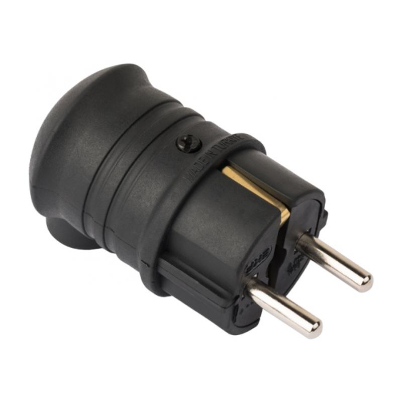 Вилка угловая каучуковая 230В 2P+PE 16A IP44 EKF PRO |  RPS-017-16-230-44-r |  EKF